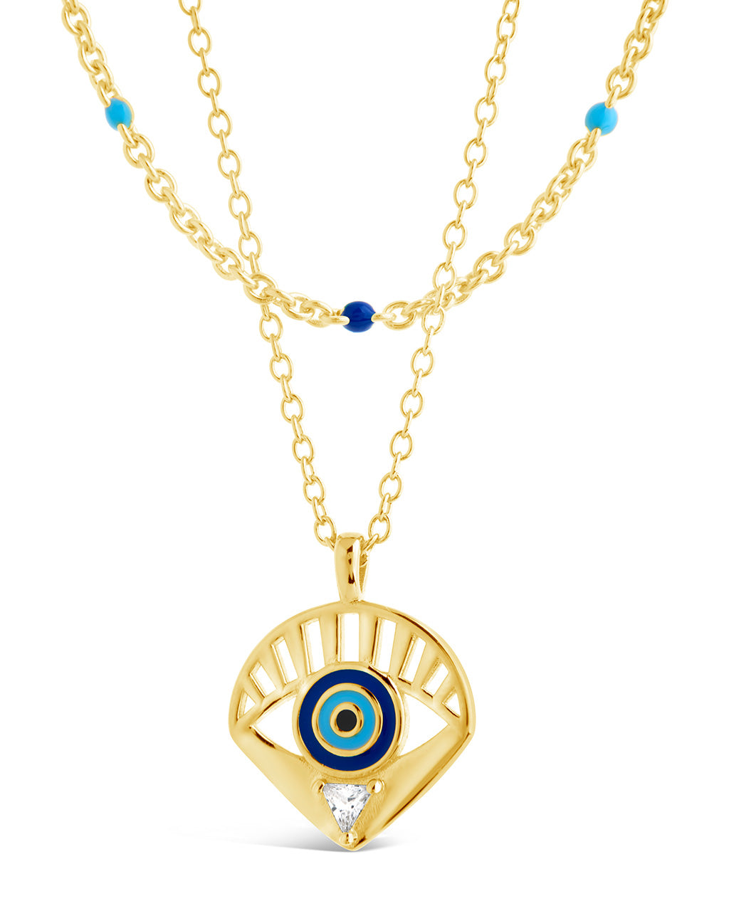 Alessandra CZ & Enamel Evil Eye Layered Necklace by Sterling Forever