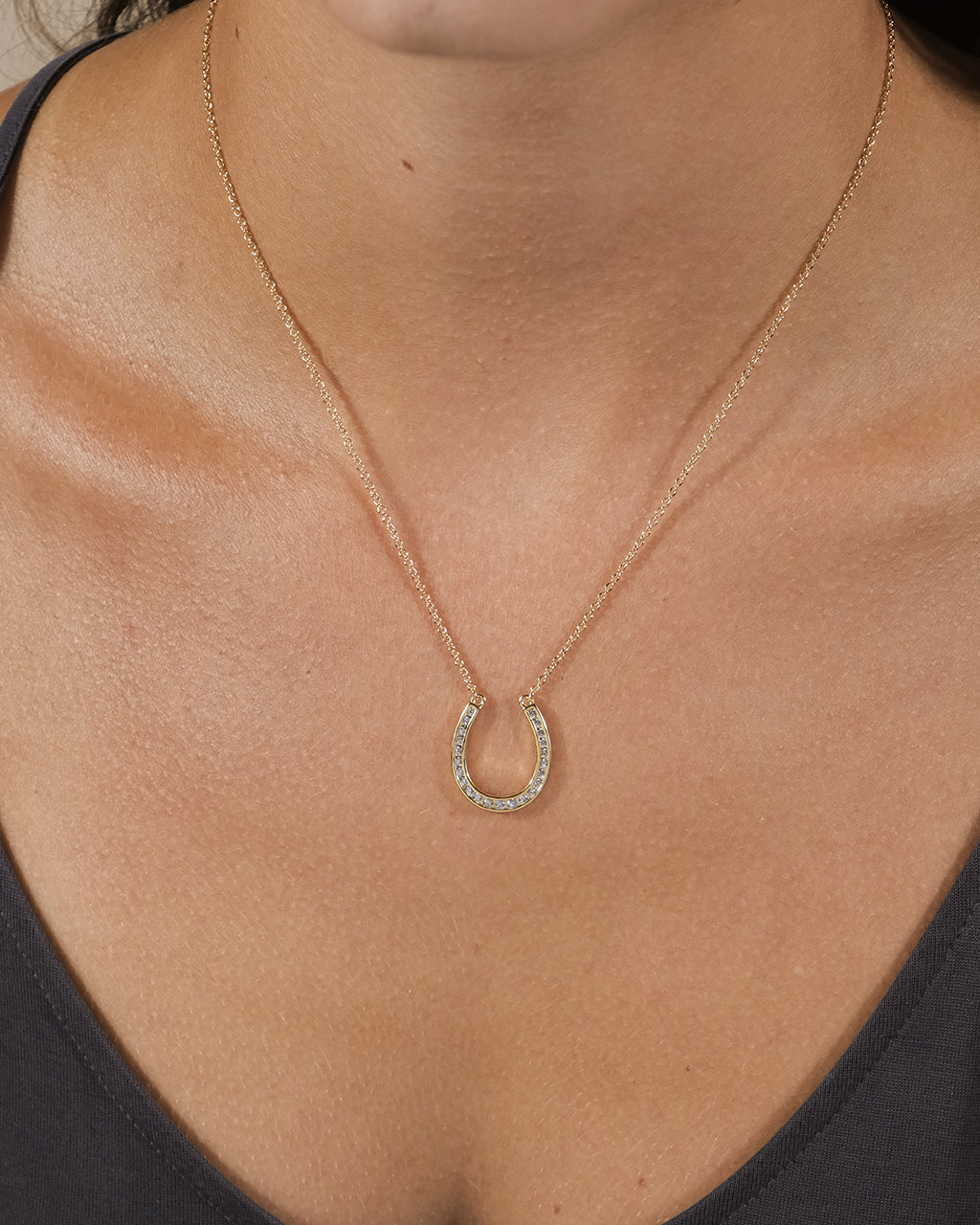 CZ Horseshoe Pendant Necklace by Sterling Forever