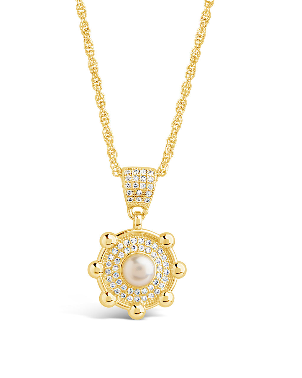 Etta CZ & Pearl Pendant Necklace by Sterling Forever