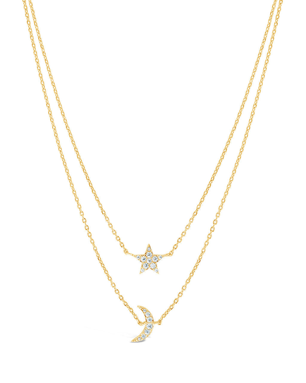 Layered CZ Crescent & Star Necklace by Sterling Forever