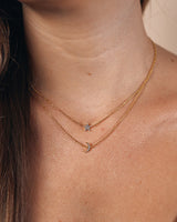 Layered CZ Crescent & Star Necklace by Sterling Forever