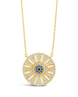 CZ Evil Eye & Enamel Petal Pendant Necklace by Sterling Forever