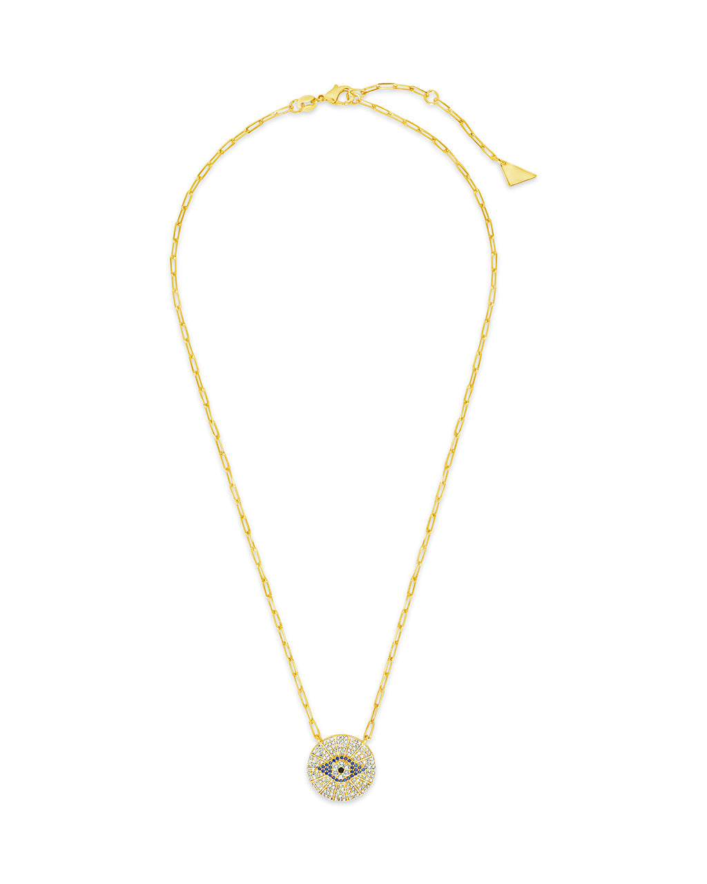 CZ Evil Eye Disk Pendant Necklace by Sterling Forever