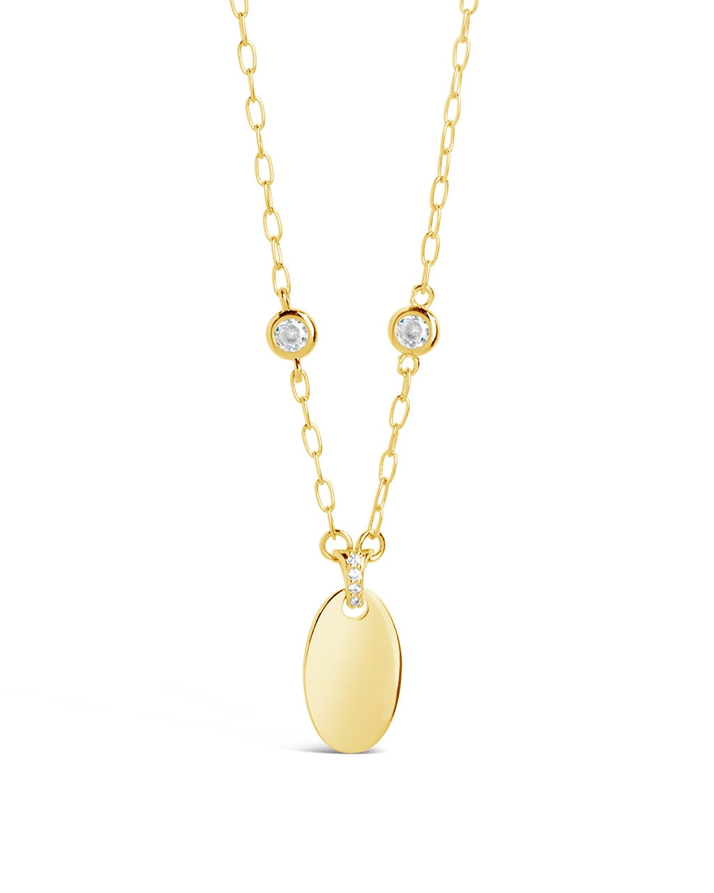 Leota Stationed CZ & Oval Pendant Necklace by Sterling Forever