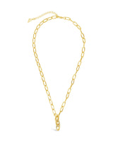 Sonya CZ & Textured Chain Link Necklace by Sterling Forever