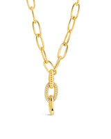 Sonya CZ & Textured Chain Link Necklace by Sterling Forever