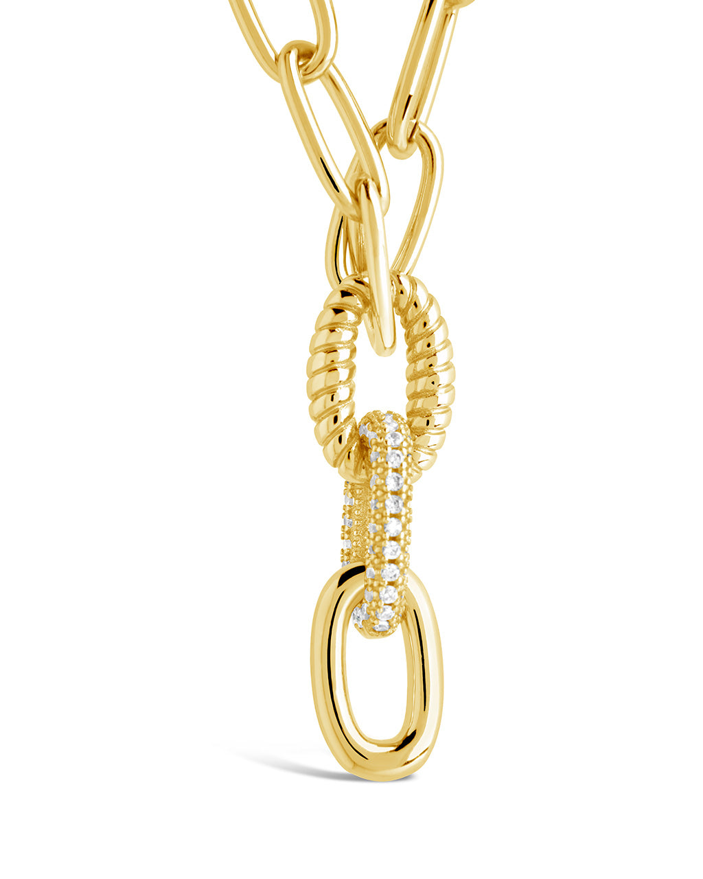 Sonya CZ & Textured Chain Link Necklace by Sterling Forever