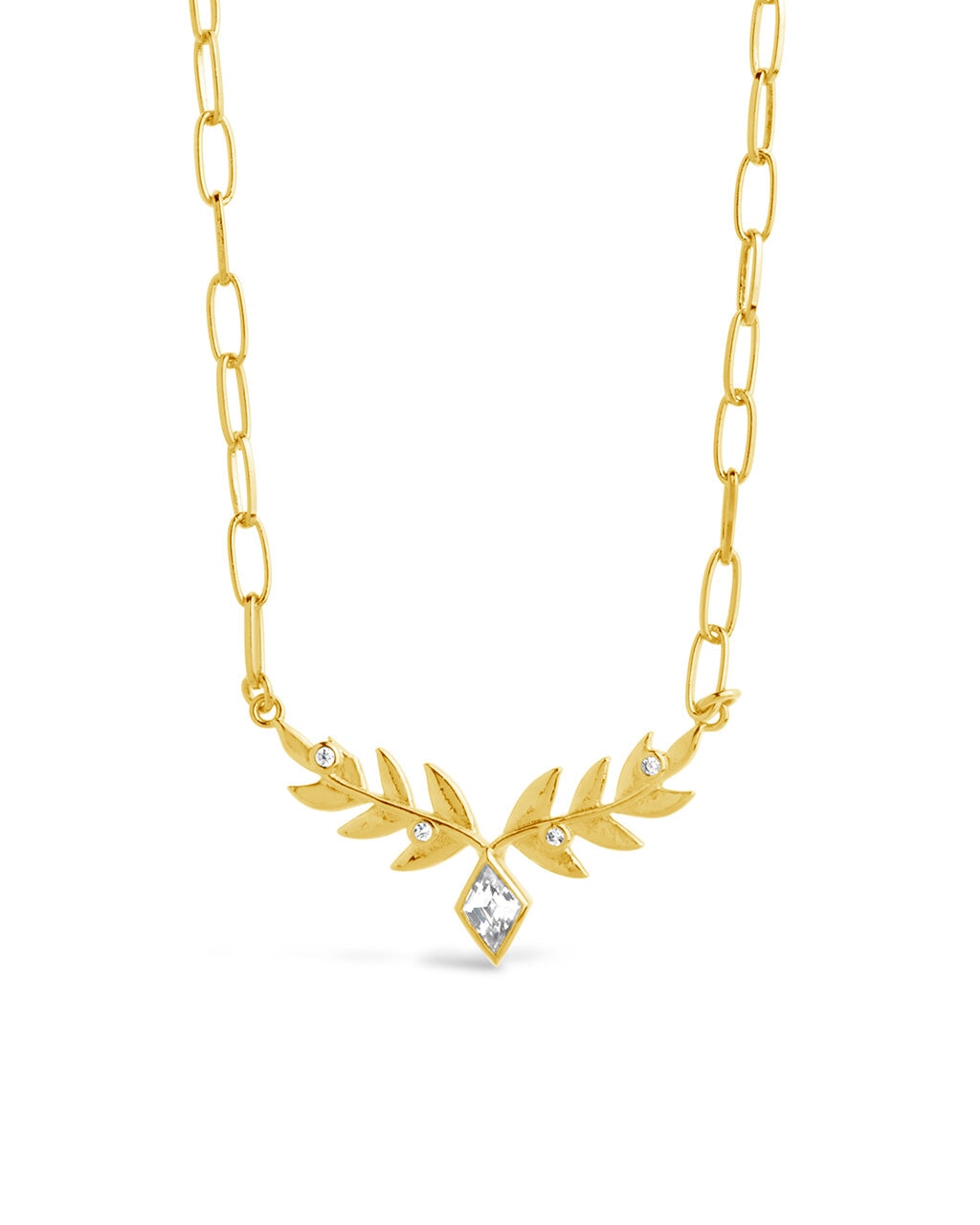 Sicily CZ Leaf Necklace by Sterling Forever