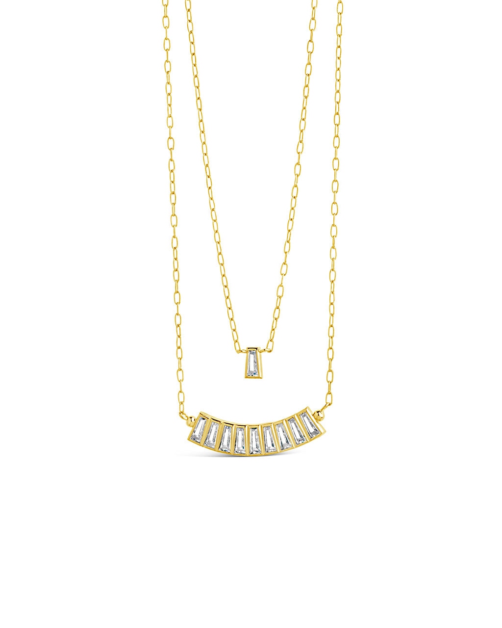 Lillian CZ Row & Charm Layered Necklace by Sterling Forever