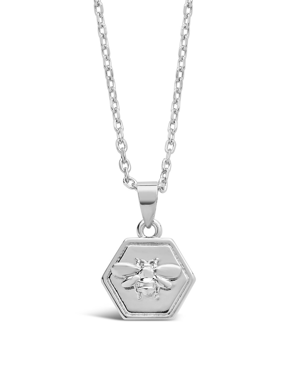 Hexagon Bee Pendant Necklace by Sterling Forever