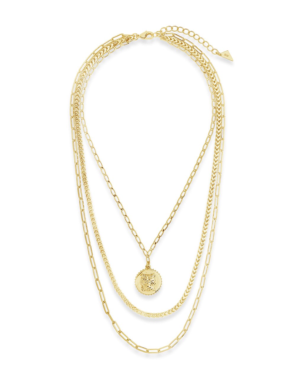 Layered Chain Necklace with Tiger Charm by Sterling Forever