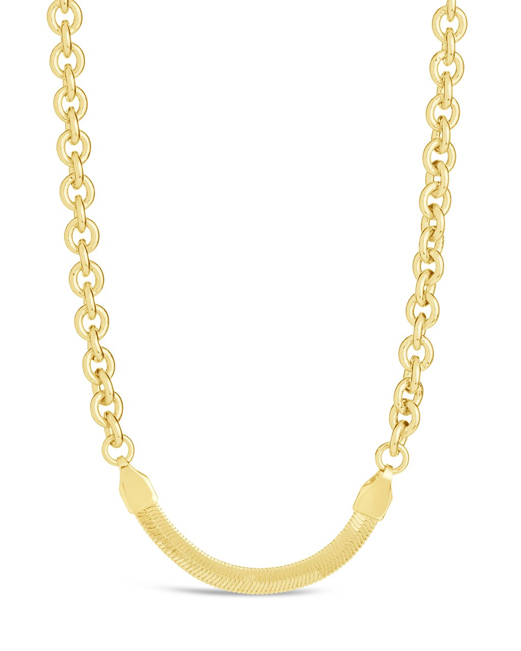 Marzia Herringbone & Rolo Chain Necklace by Sterling Forever