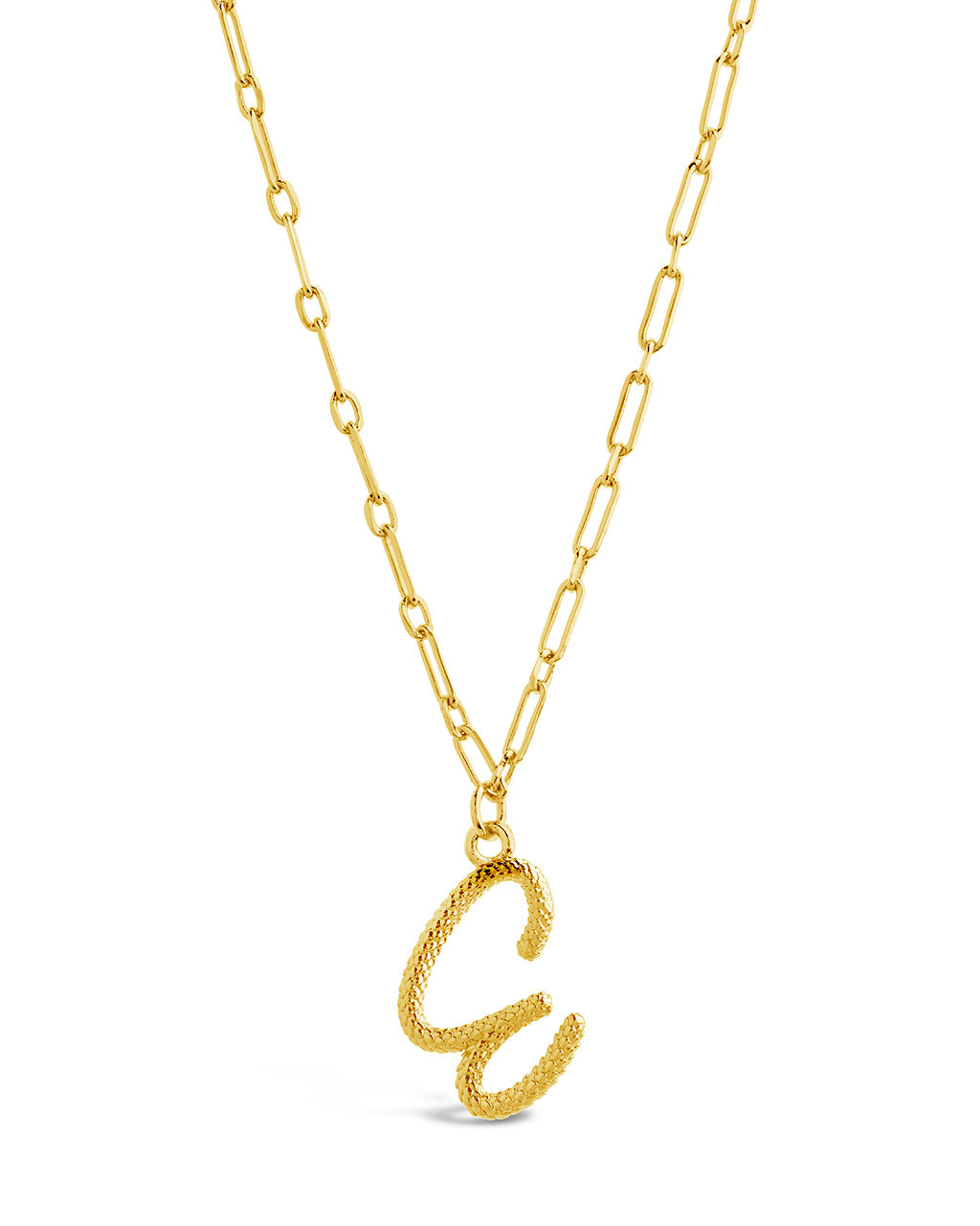 Textured Initial Charm Pendant Necklace by Sterling Forever