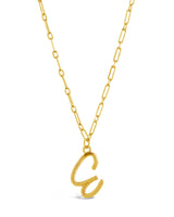 Textured Initial Charm Pendant Necklace by Sterling Forever