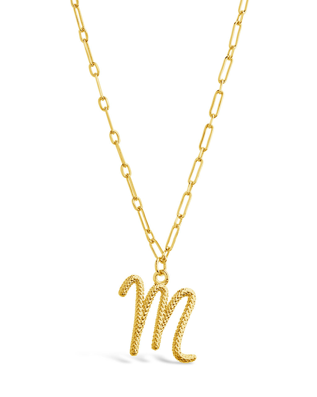 Textured Initial Charm Pendant Necklace by Sterling Forever