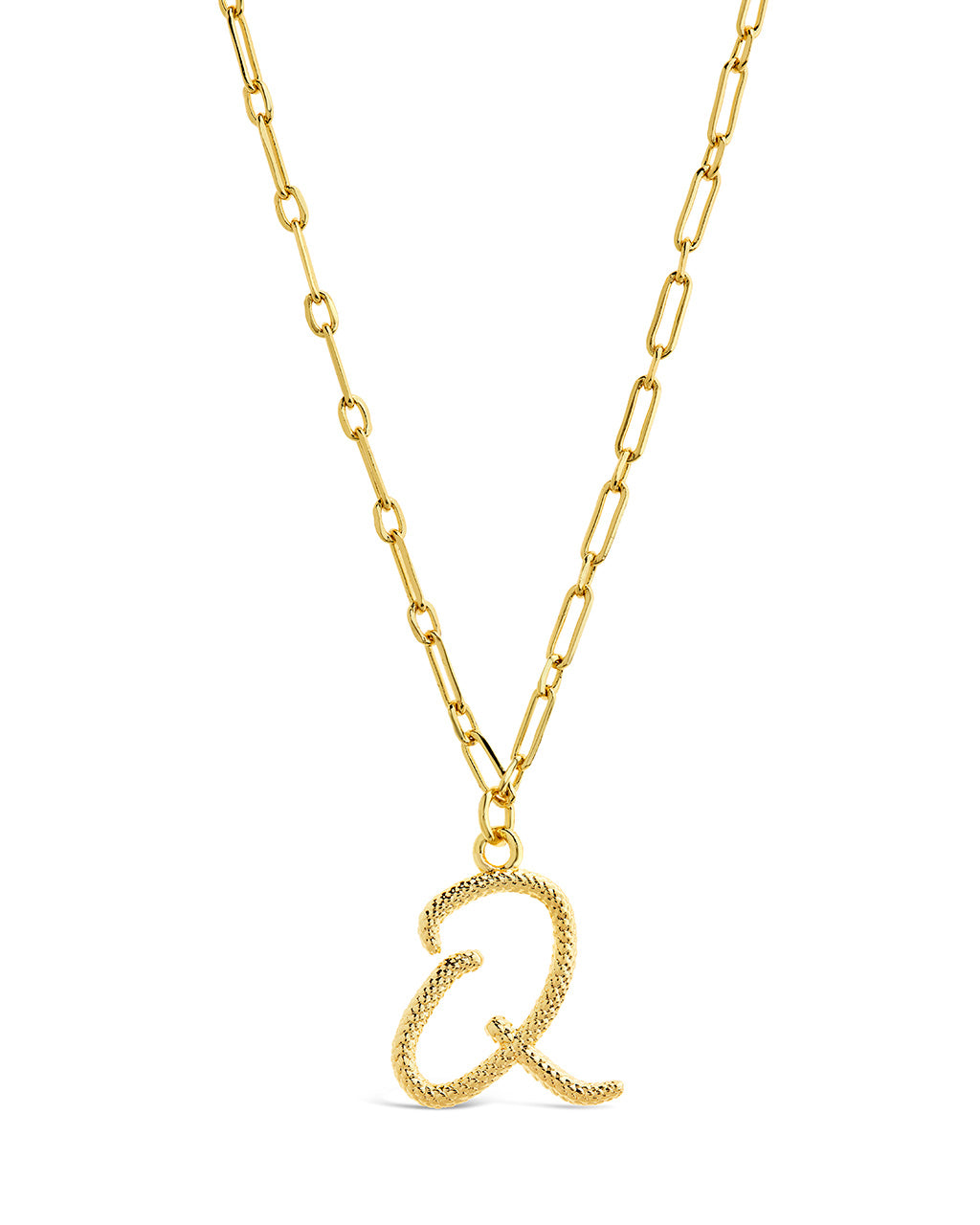 Textured Initial Charm Pendant Necklace by Sterling Forever