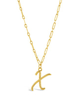 Textured Initial Charm Pendant Necklace by Sterling Forever