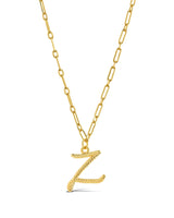 Textured Initial Charm Pendant Necklace by Sterling Forever