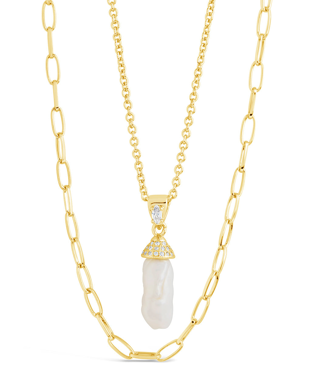 Nerissa Pearl & Chain Layered Necklace by Sterling Forever