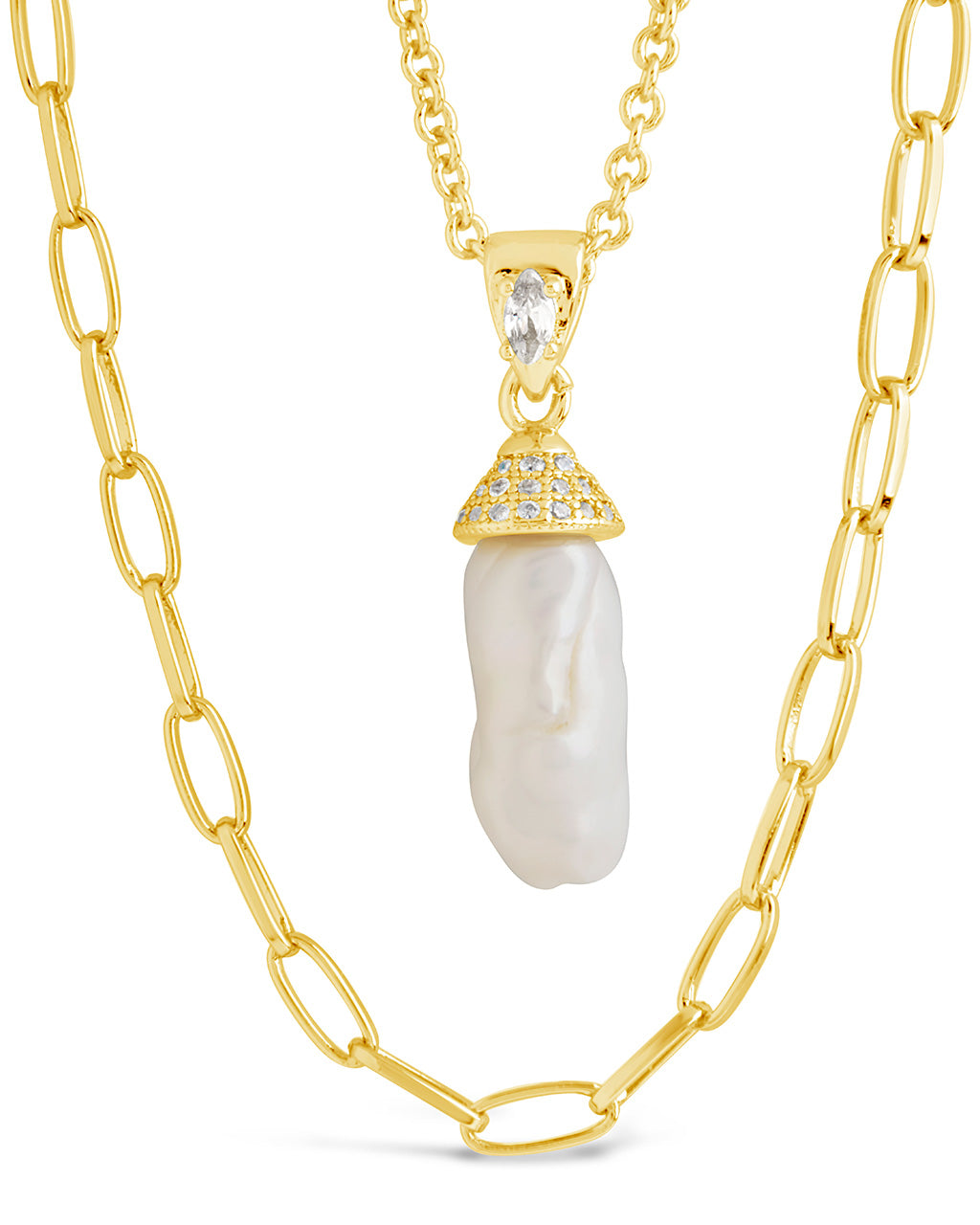 Nerissa Pearl & Chain Layered Necklace by Sterling Forever