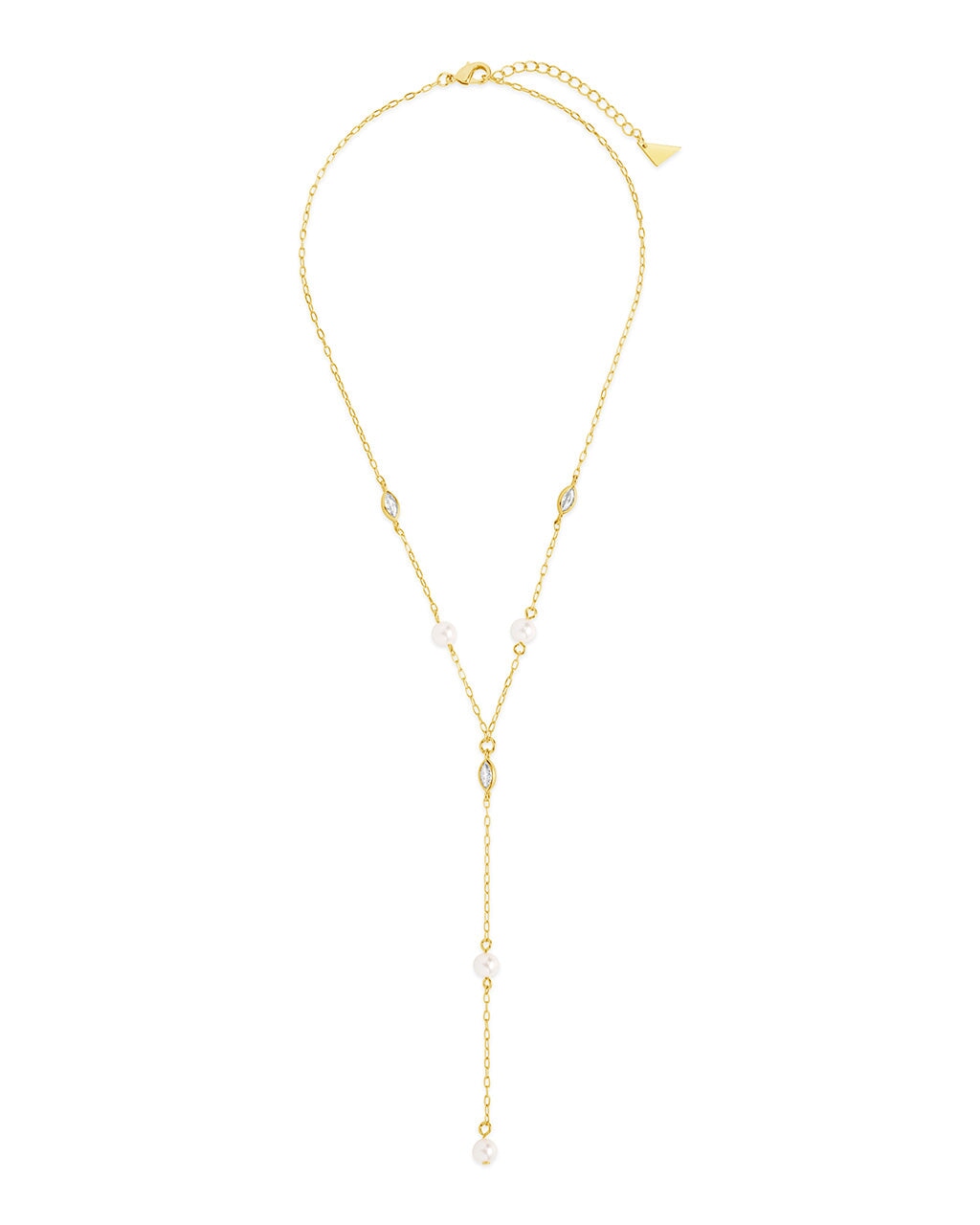 Tyra CZ & Pearl Lariat Necklace by Sterling Forever