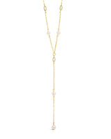 Tyra CZ & Pearl Lariat Necklace by Sterling Forever