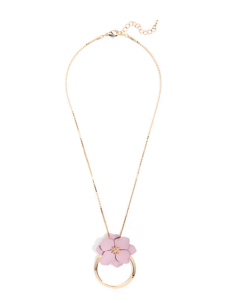 Flower And Ring Pendant Necklace by ZENZII