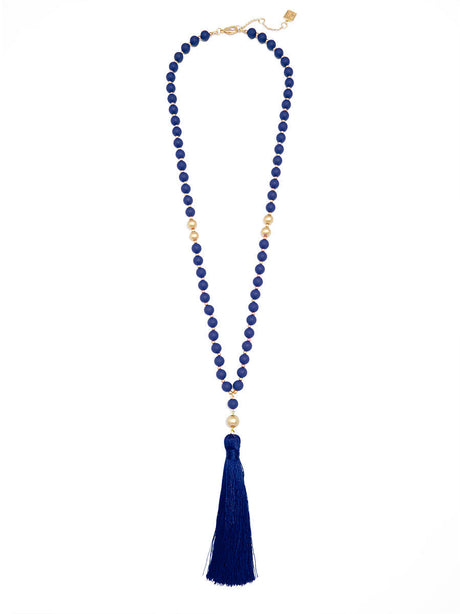 Faye Beaded Tassel Necklace by ZENZII