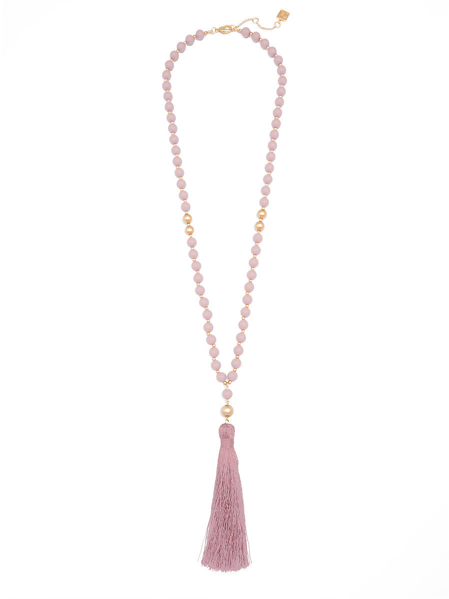 Faye Beaded Tassel Necklace by ZENZII