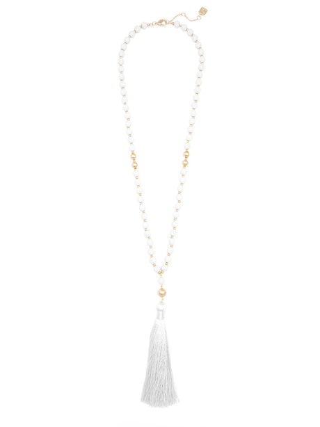 Faye Beaded Tassel Necklace by ZENZII