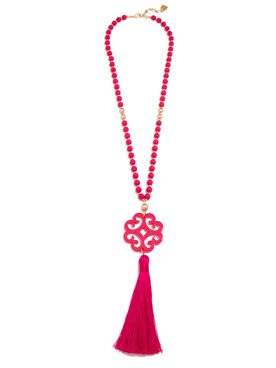 Jade Pendant Tassel Necklace by ZENZII