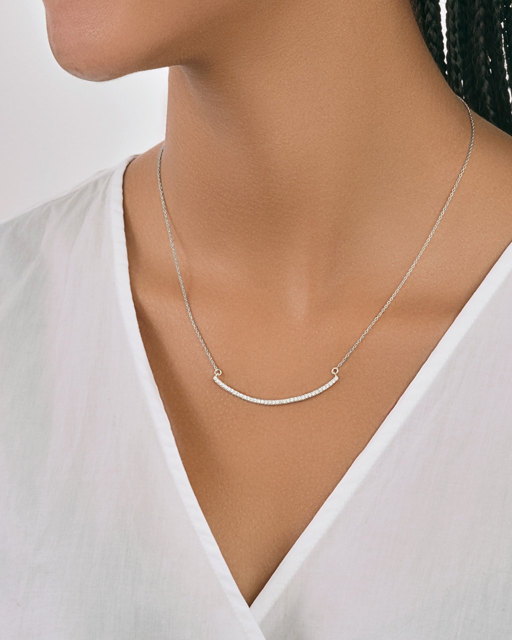 CZ Curved Bar Necklace by Sterling Forever