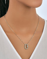 Pave CZ Carabiner Lock Necklace by Sterling Forever