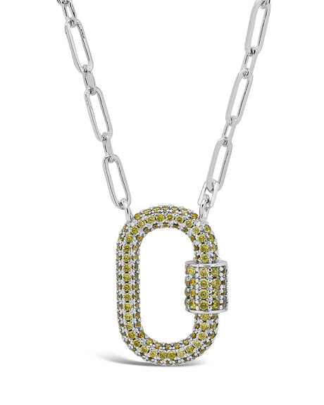 Pave CZ Carabiner Lock Necklace by Sterling Forever