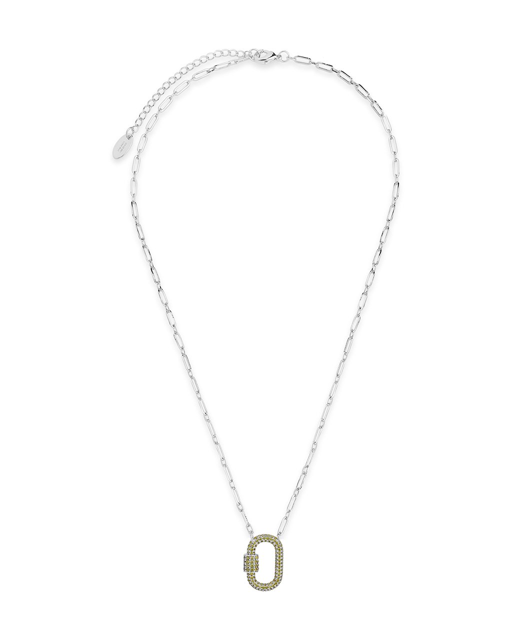 Pave CZ Carabiner Lock Necklace by Sterling Forever