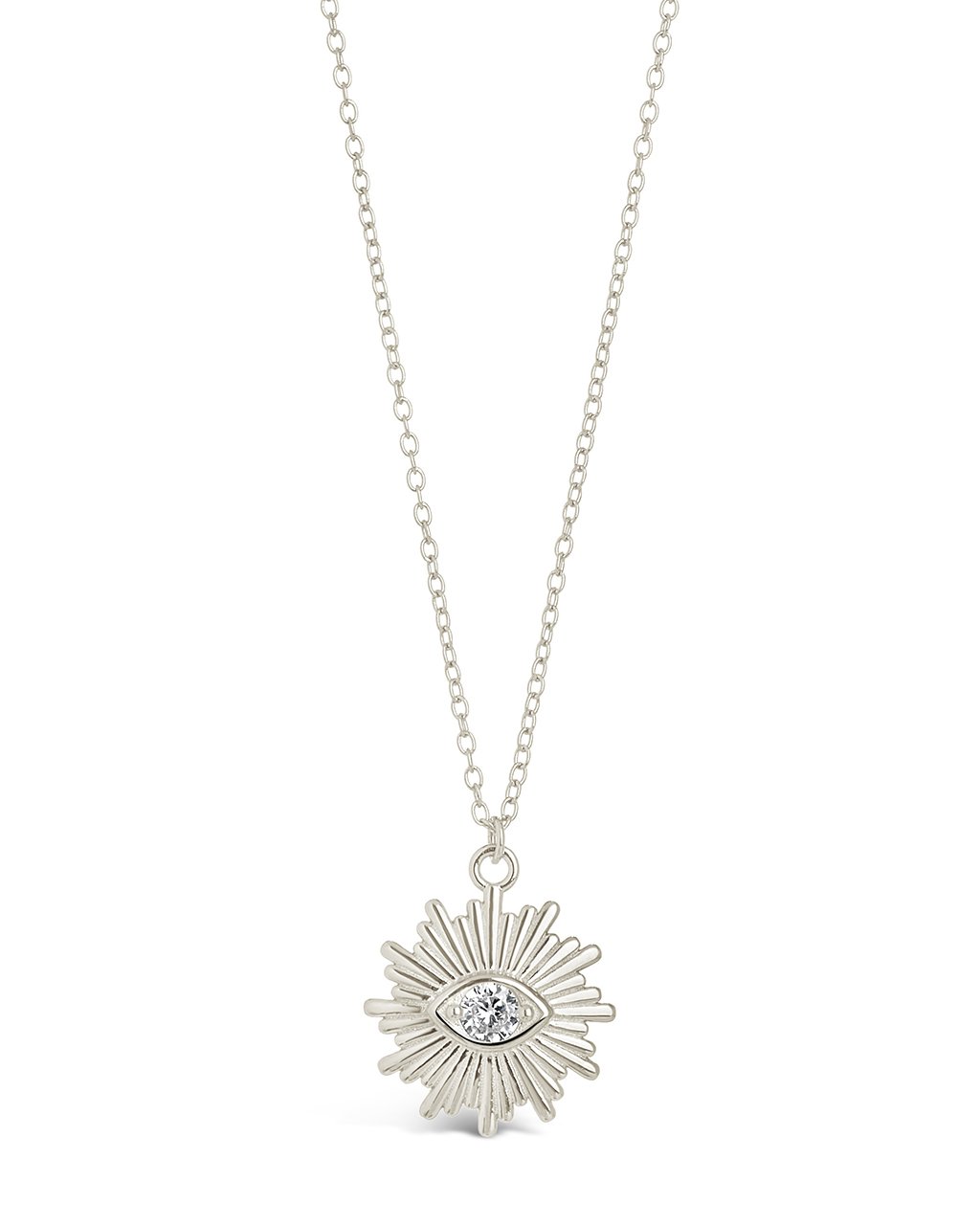 CZ Evil Eye Burst Pendant Necklace by Sterling Forever