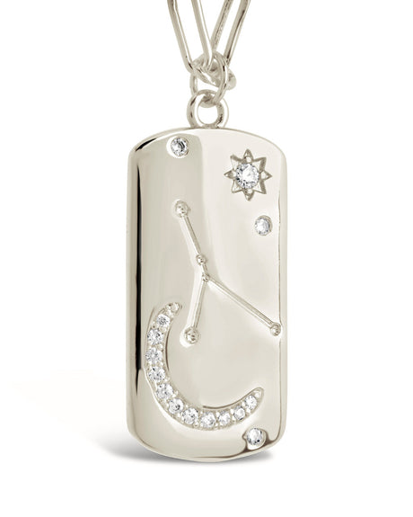 CZ Constellation Dog Tag Pendant Necklace by Sterling Forever