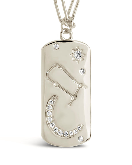 CZ Constellation Dog Tag Pendant Necklace by Sterling Forever