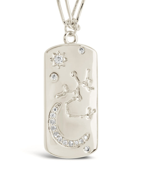 CZ Constellation Dog Tag Pendant Necklace by Sterling Forever