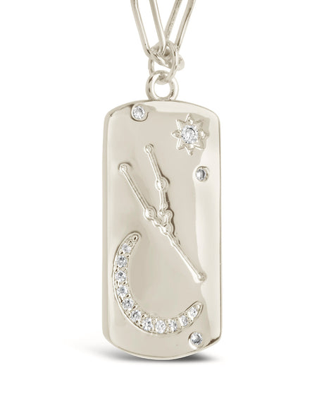 CZ Constellation Dog Tag Pendant Necklace by Sterling Forever