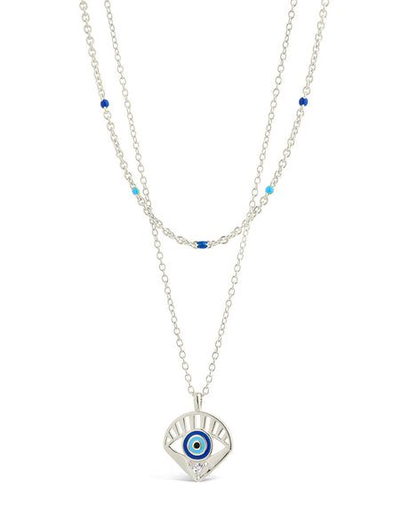 Alessandra CZ & Enamel Evil Eye Layered Necklace by Sterling Forever