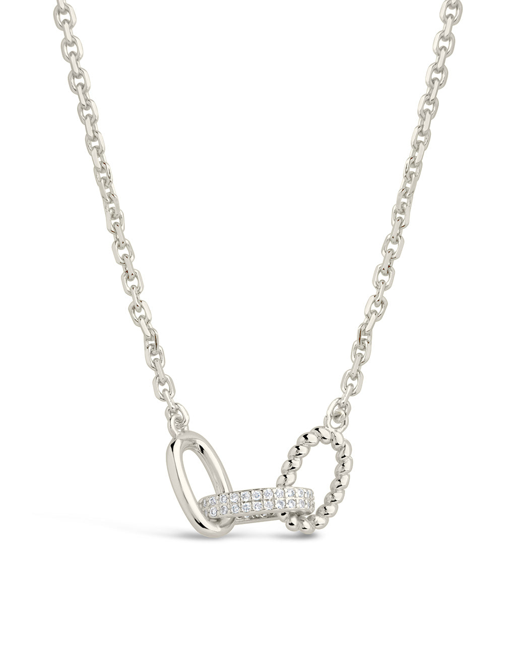 Journi CZ Interlocking Chain Pendant Necklace by Sterling Forever