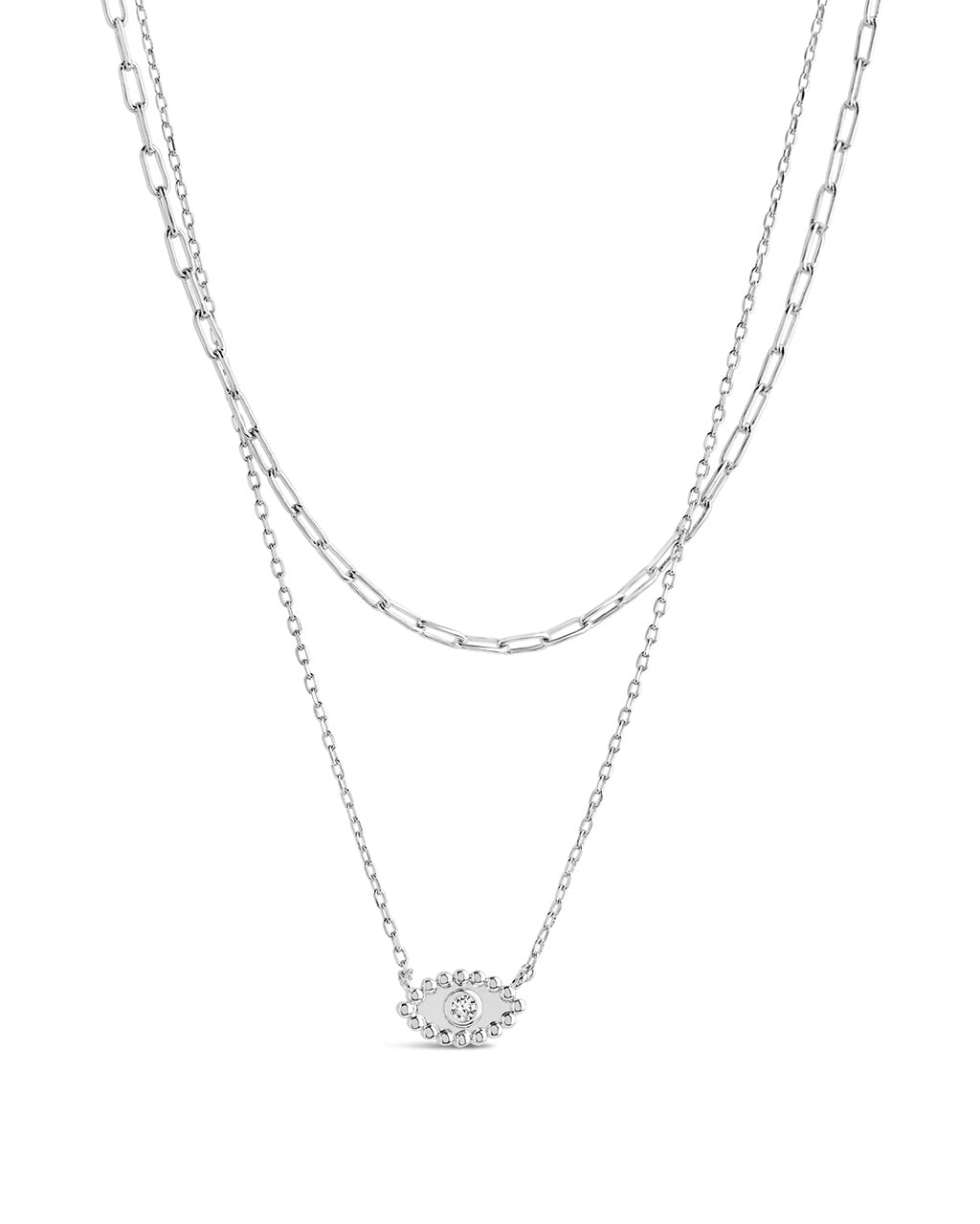 Maya CZ Evil Eye Layered Necklace by Sterling Forever