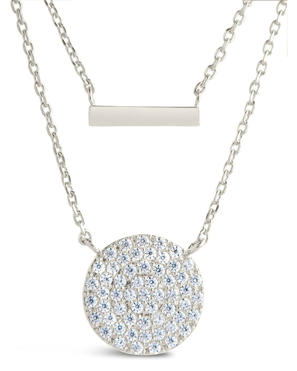 Vivian CZ Disk & Bar Layered Necklace by Sterling Forever