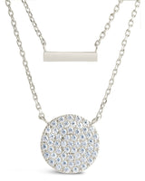 Vivian CZ Disk & Bar Layered Necklace by Sterling Forever