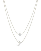 Layered CZ Crescent & Star Necklace by Sterling Forever