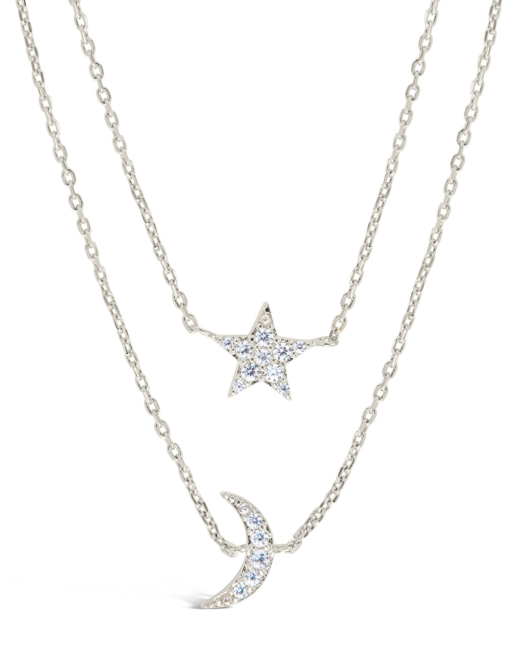 Layered CZ Crescent & Star Necklace by Sterling Forever