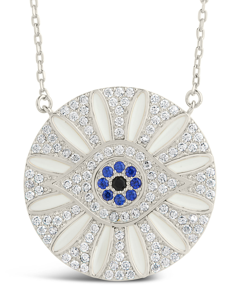 CZ Evil Eye & Enamel Petal Pendant Necklace by Sterling Forever