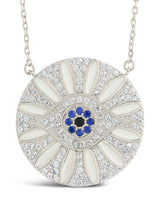 CZ Evil Eye & Enamel Petal Pendant Necklace by Sterling Forever