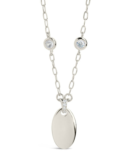 Leota Stationed CZ & Oval Pendant Necklace by Sterling Forever